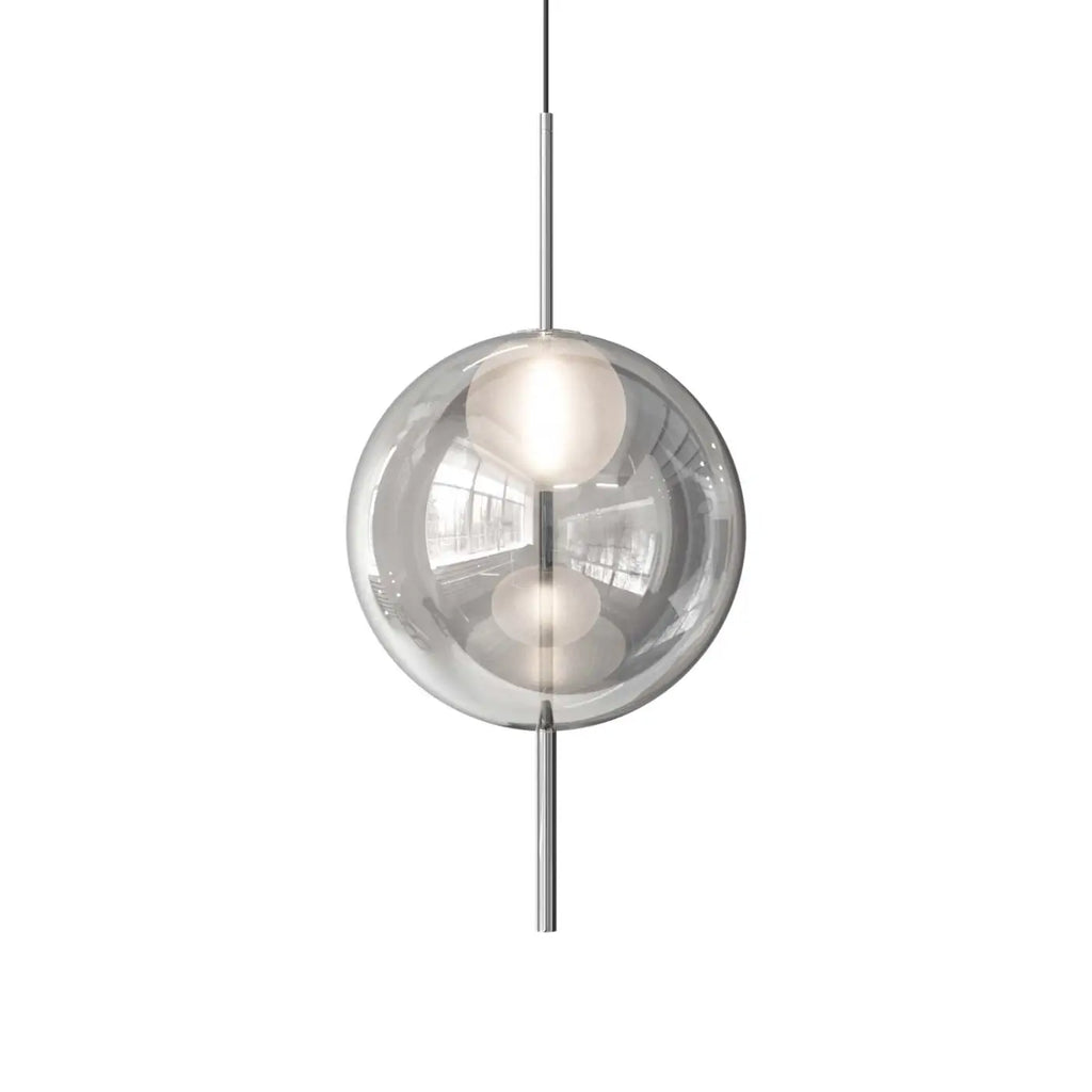 Lampe suspendue sphère de verre 45 cm, six modèles, LED 5 W, argenté