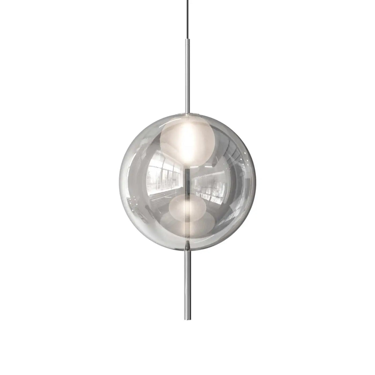 Lampe suspendue sphère de verre 45 cm, six modèles, LED 5 W, argenté