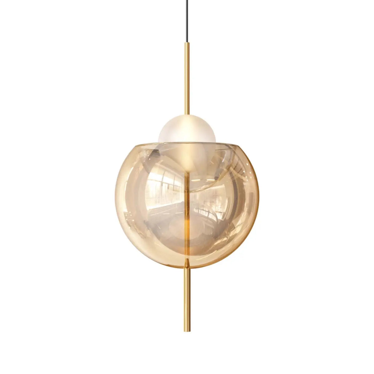 Lampe suspendue sphère de verre 45 cm, six modèles, LED 5 W, doré