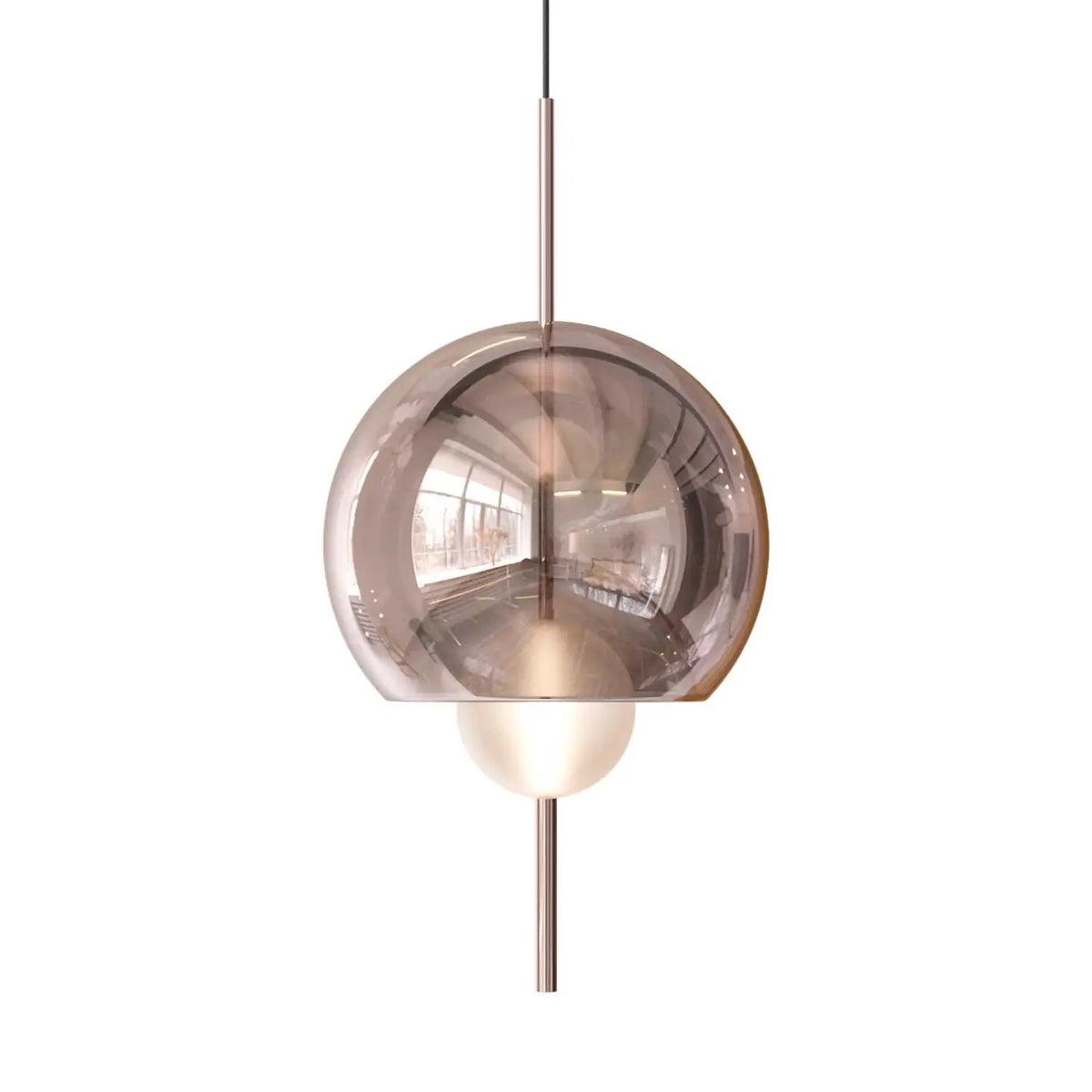 Lampe suspendue sphère de verre 45 cm, six modèles, LED 5 W, rose