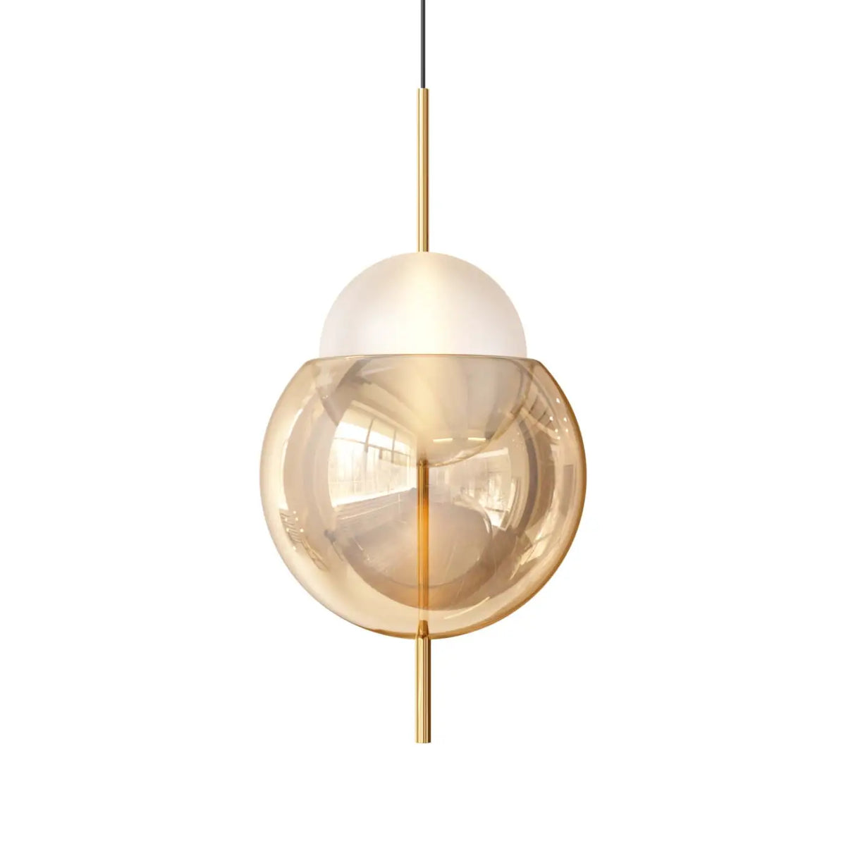 Lampe suspendue sphère de verre 45 cm, six modèles, LED 5 W, doré