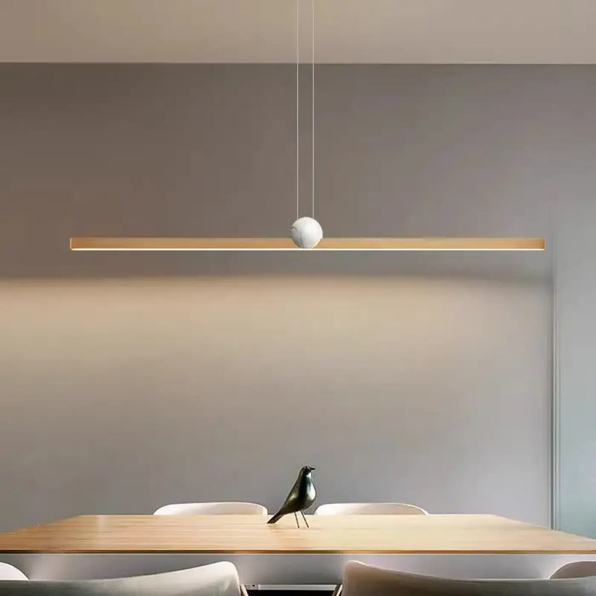 Suspension minimaliste en cuivre à boule de verre opalin, doré