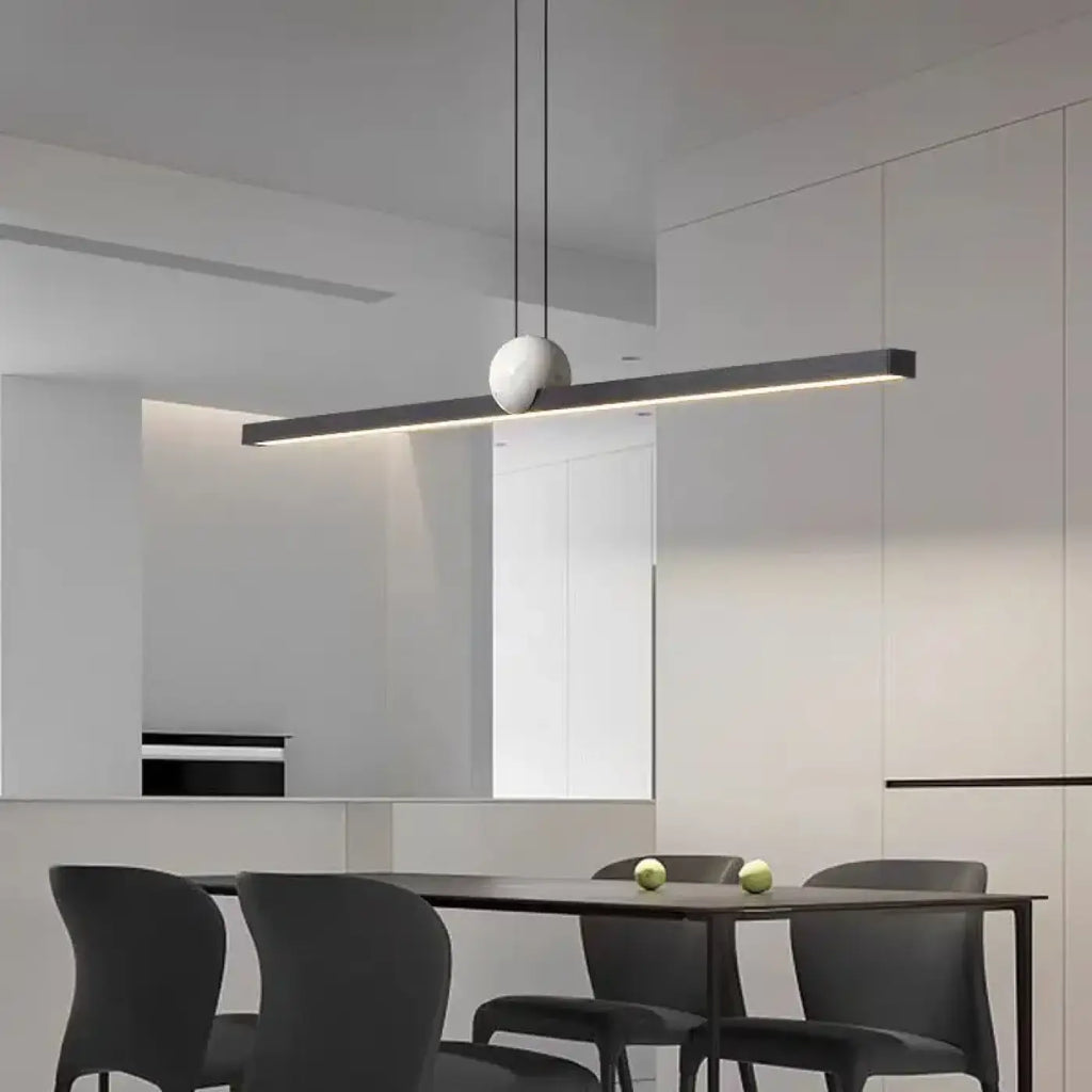 Suspension minimaliste en cuivre à boule de verre opalin, noir