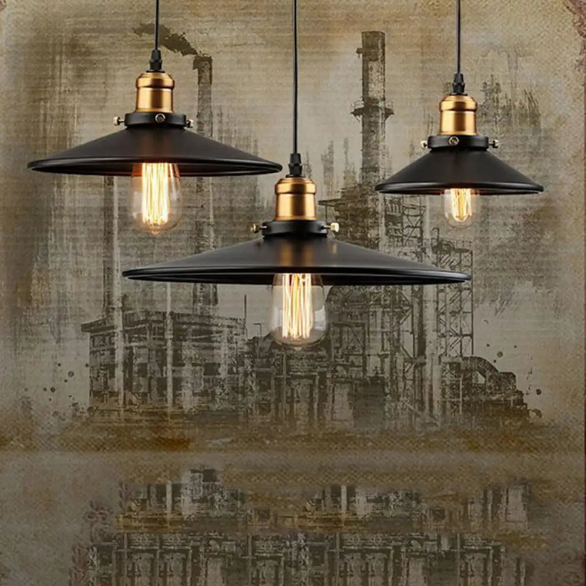 Lampe suspendue noire au style industriel