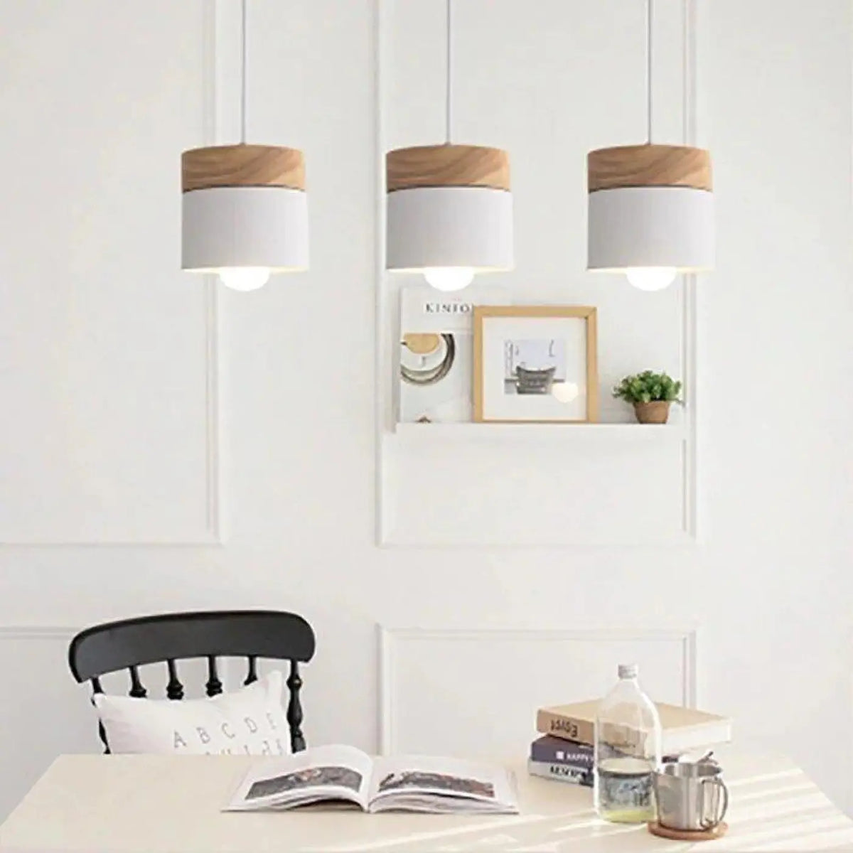 Lampe suspendue scandinave, gris, blanc, jaune ou vert, blanc