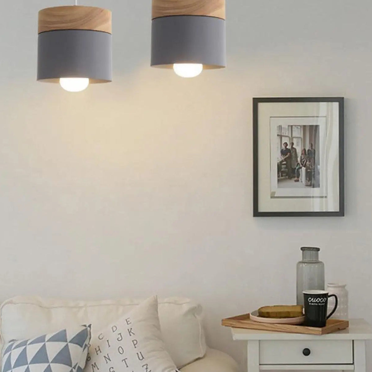 Lampe suspendue scandinave, gris, blanc, jaune ou vert, gris