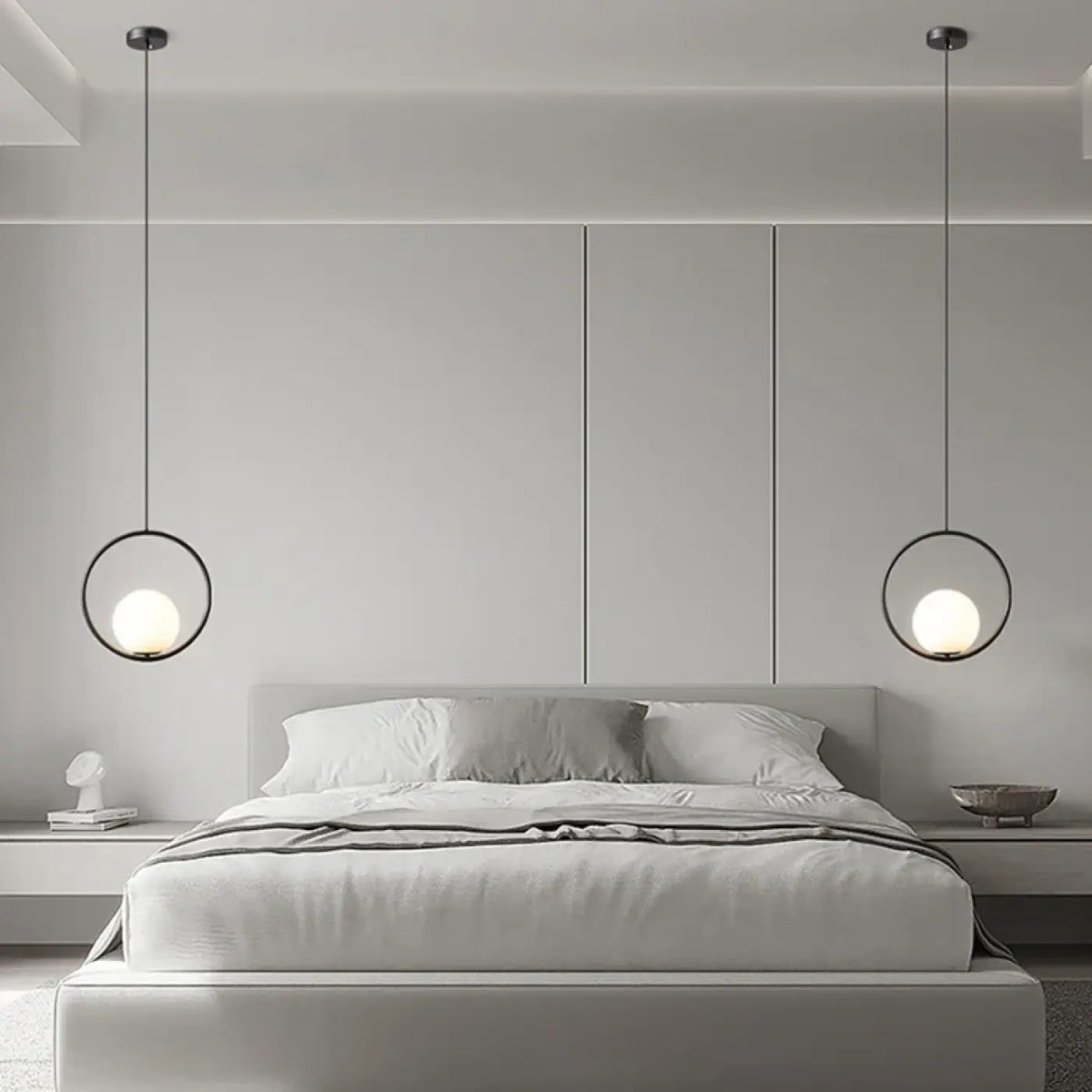 Lampe suspendue noire au style scandinave, ronde ou design