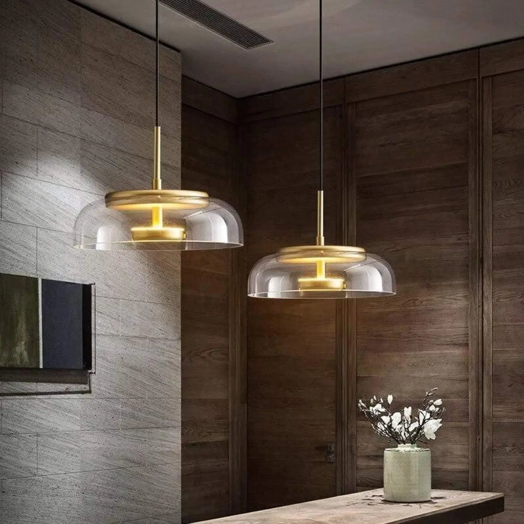 Lampe suspendue en verre, lumière blanc chaud ou froid