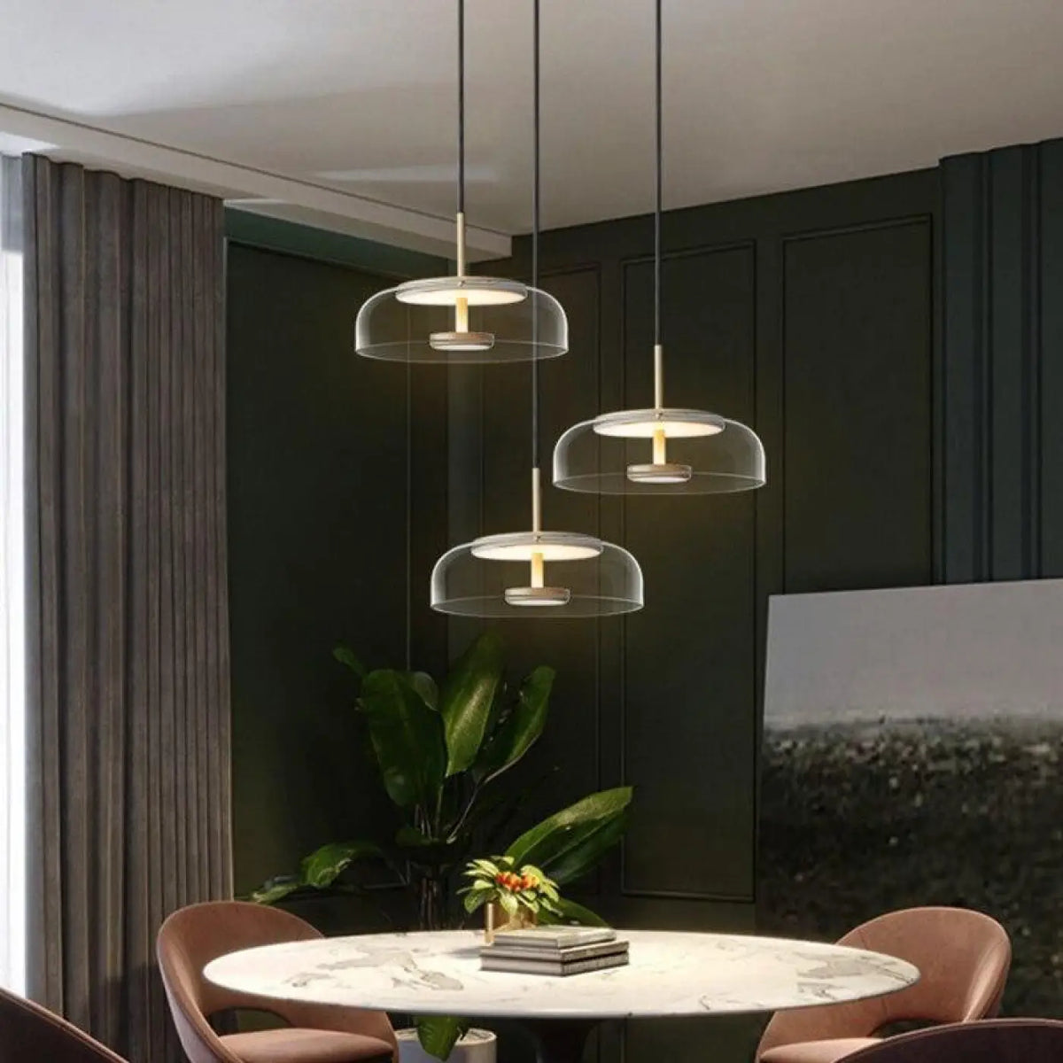 Lampe suspendue en verre, lumière blanc chaud ou froid