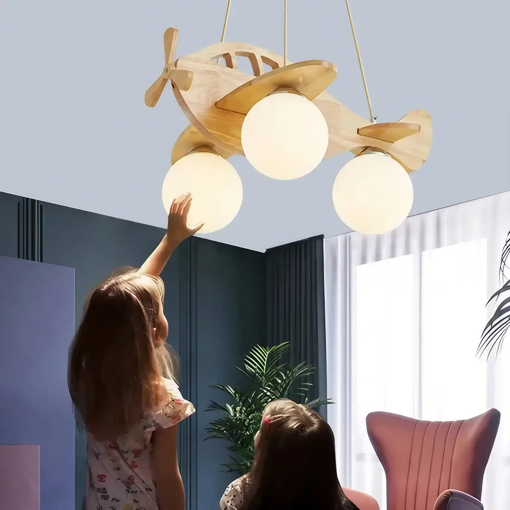 Suspension avion pour chambre d'enfant, bleu, rouge ou beige