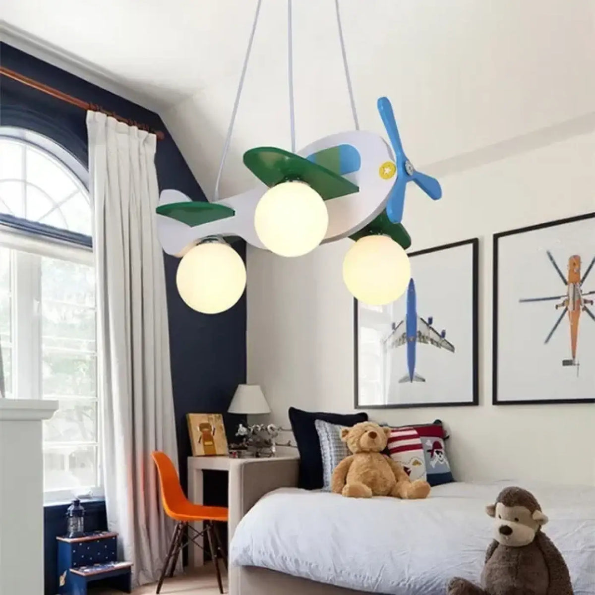Suspension avion pour chambre d'enfant, bleu, rouge ou beige, bleu