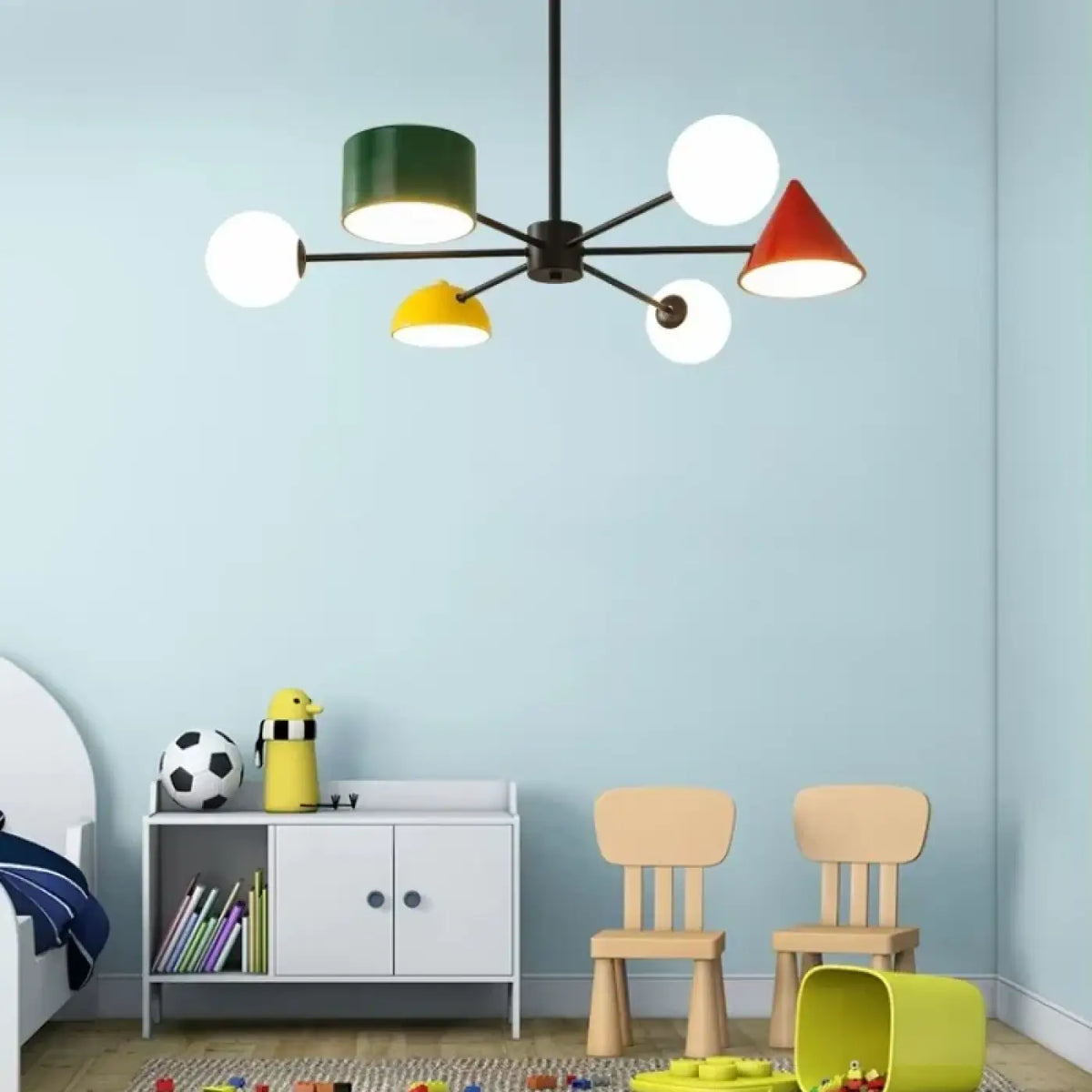 Suspension à abat-jours multicolores en verre opale