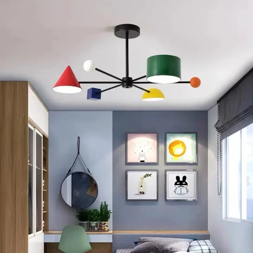 Suspension à abat-jours multicolores en verre opale