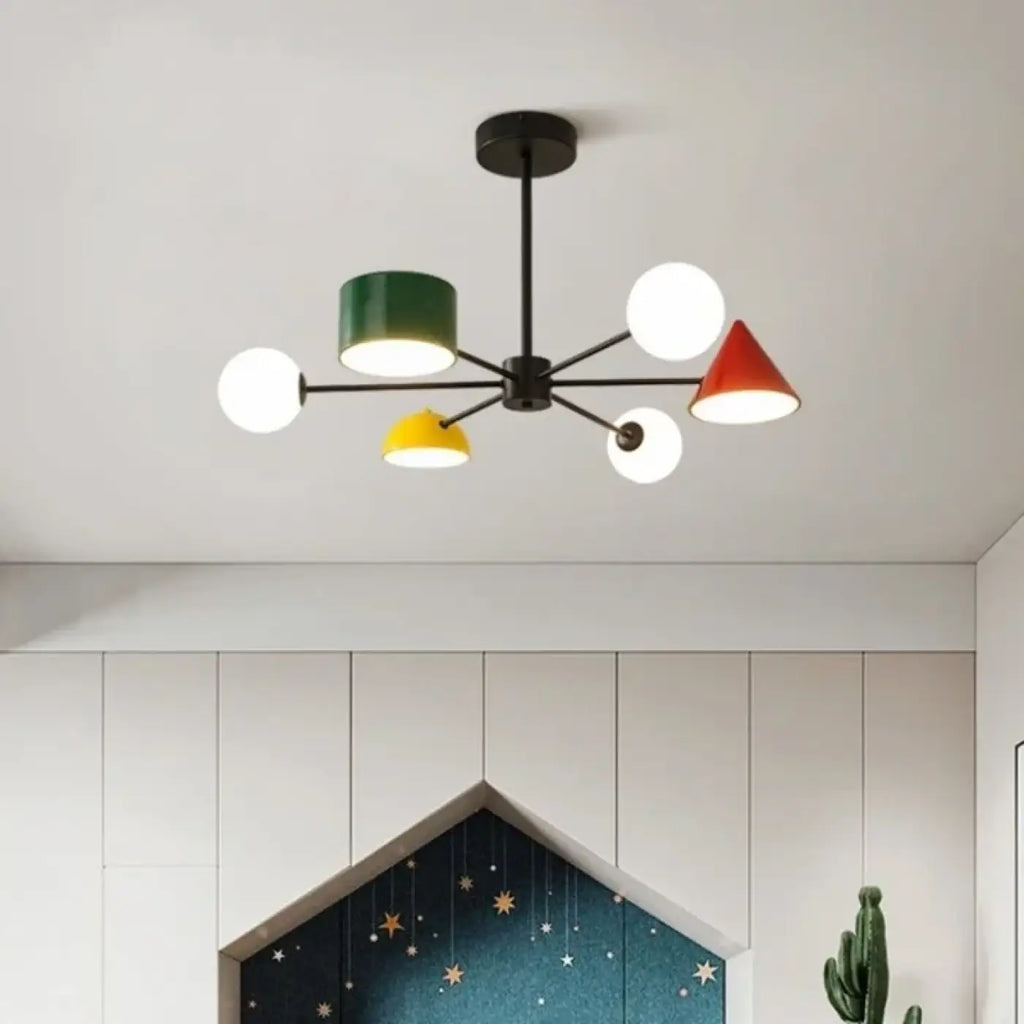 Suspension à abat-jours multicolores en verre opale