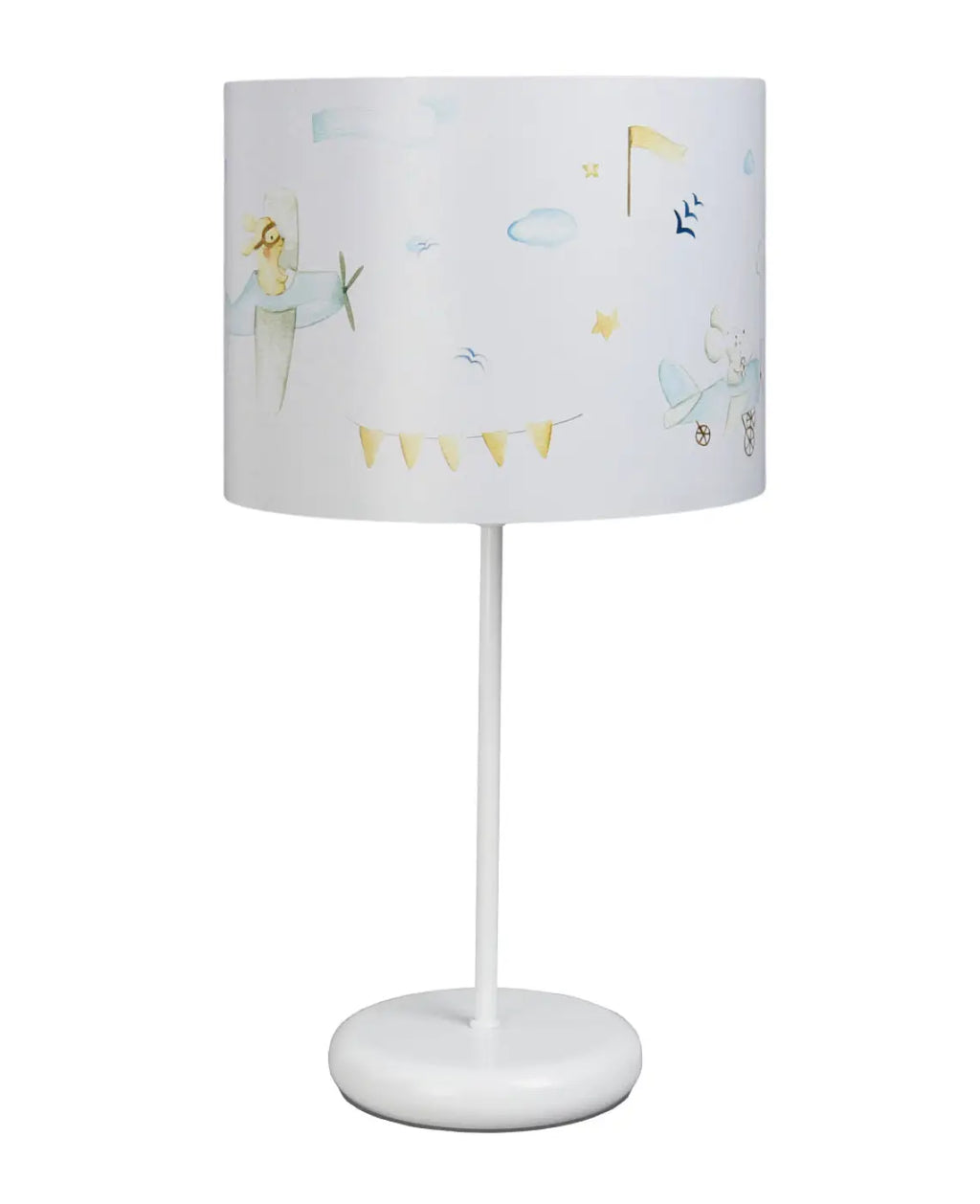 Lampe de chevet enfant 44 cm, petits avions et nuages bleu pastel