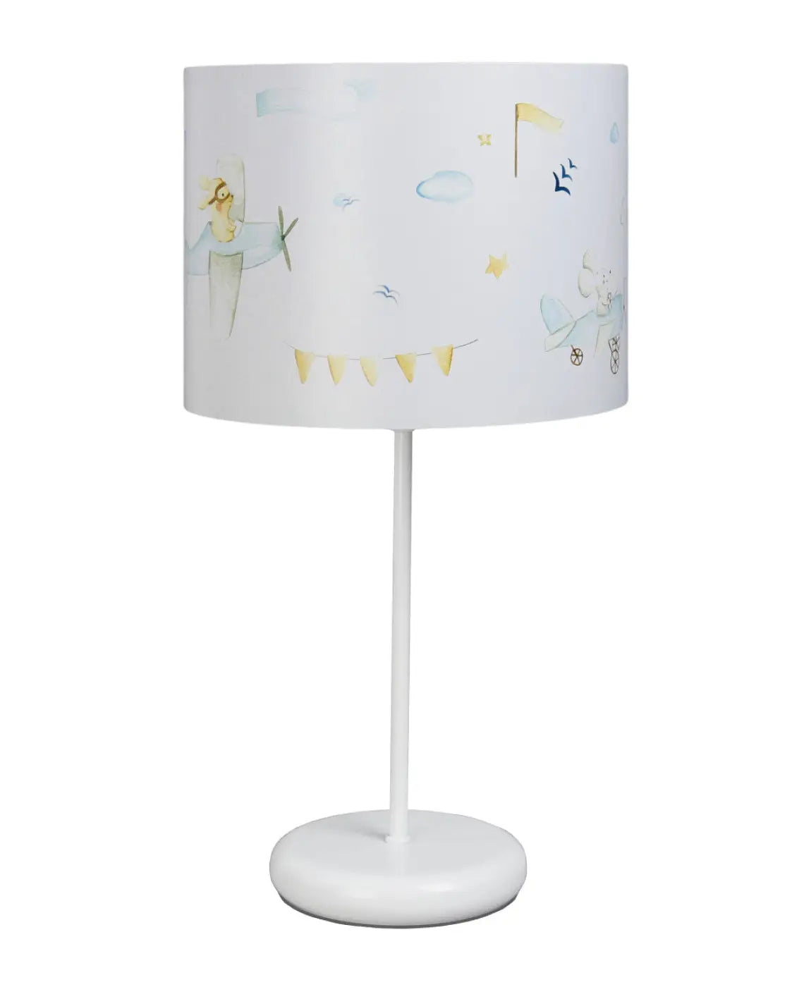 Lampe de chevet enfant 44 cm, petits avions et nuages bleu pastel