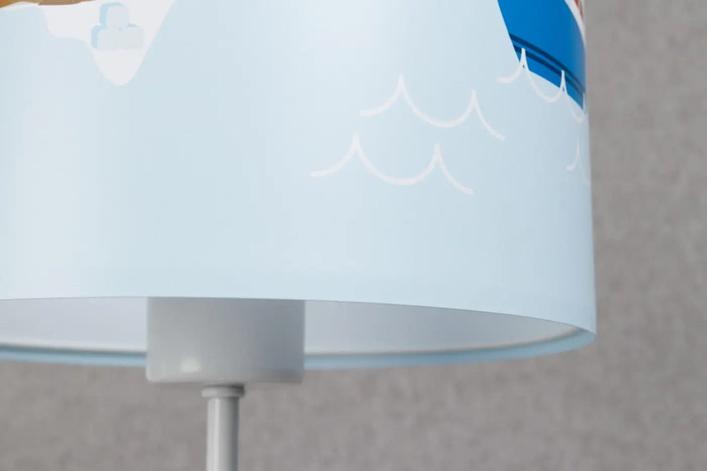 Lampe de chevet enfant 44 cm, baleine et bateau, décor marin