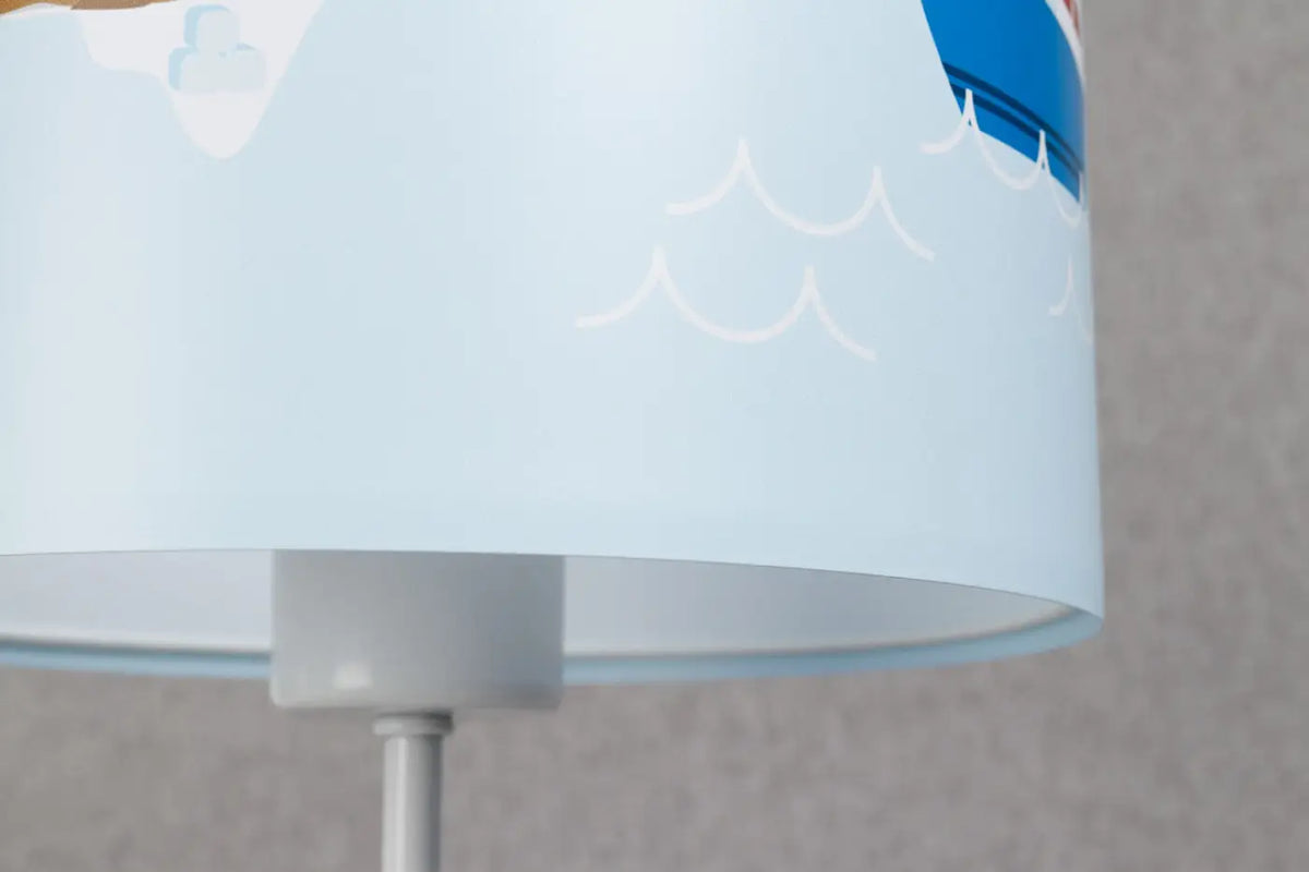 Lampe de chevet enfant 44 cm, baleine et bateau, décor marin