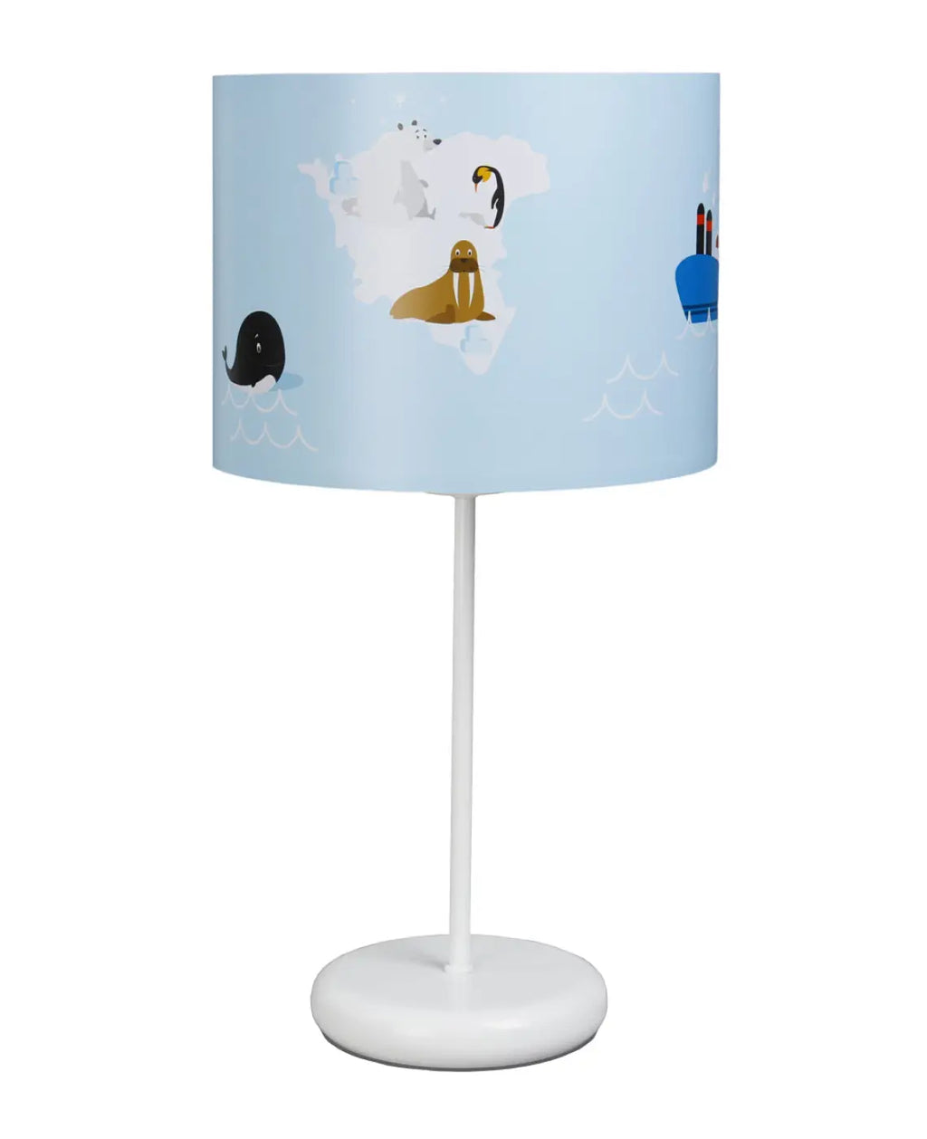 Lampe de chevet enfant 44 cm, baleine et bateau, décor marin