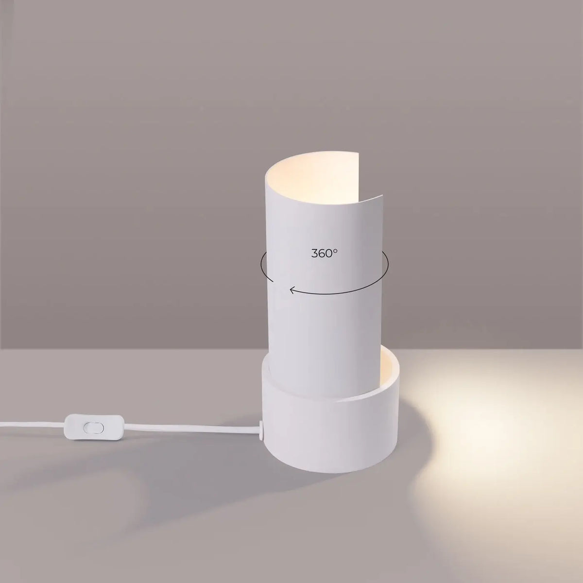 Lampe à poser cylindre ajouré en acier blanc, 21 cm