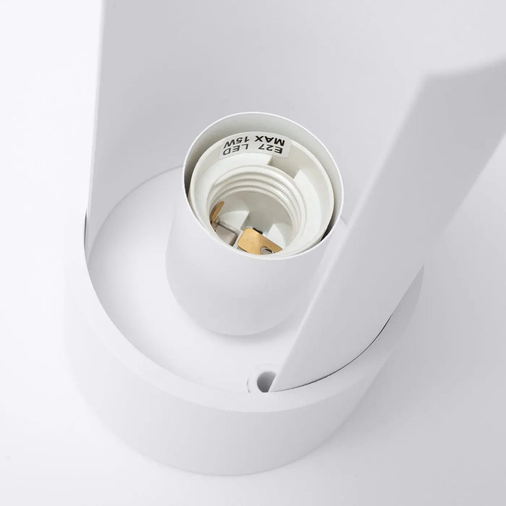 Lampe à poser cylindre ajouré en acier blanc, 21 cm