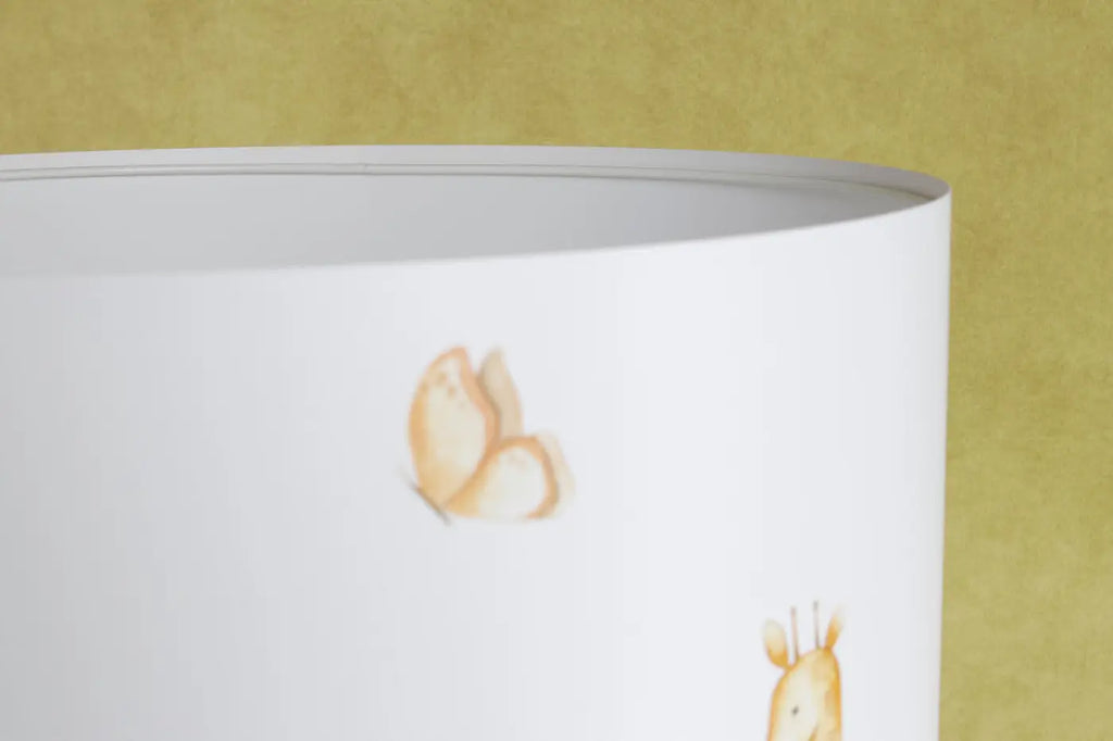 Lampe de chevet enfant à animaux, blanc et marron clair, 44 cm