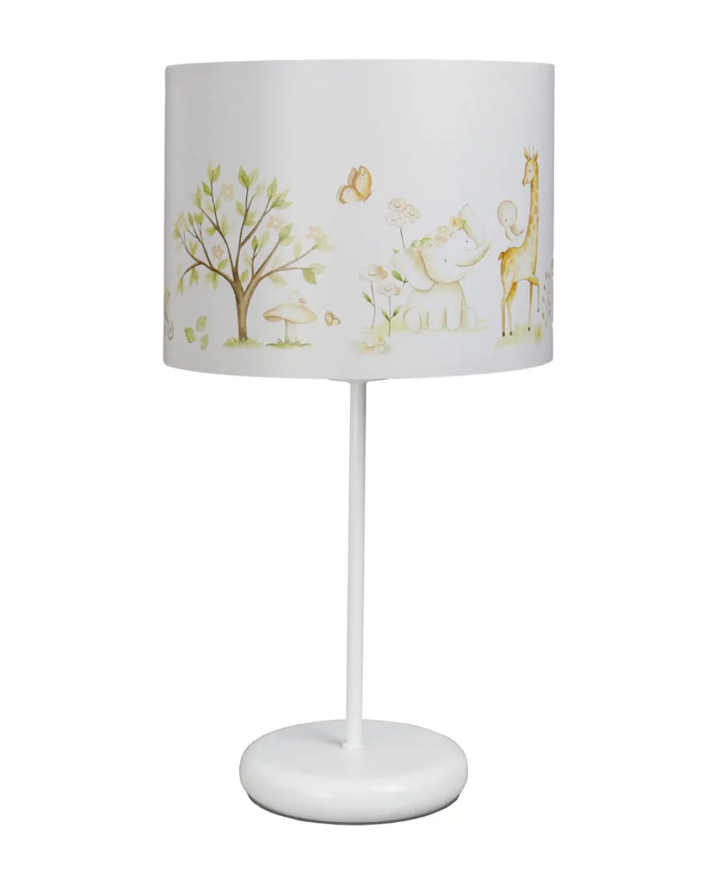 Lampe de chevet enfant à animaux, blanc et marron clair, 44 cm