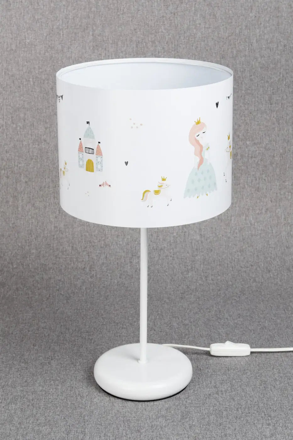 Lampe de chevet enfant princesse blanc et rose, 44 cm