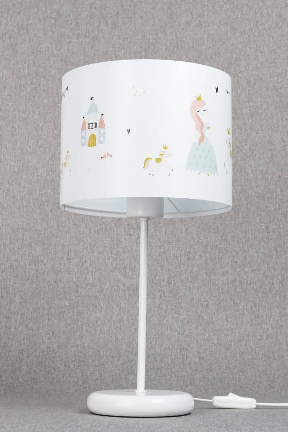 Lampe de chevet enfant princesse blanc et rose, 44 cm