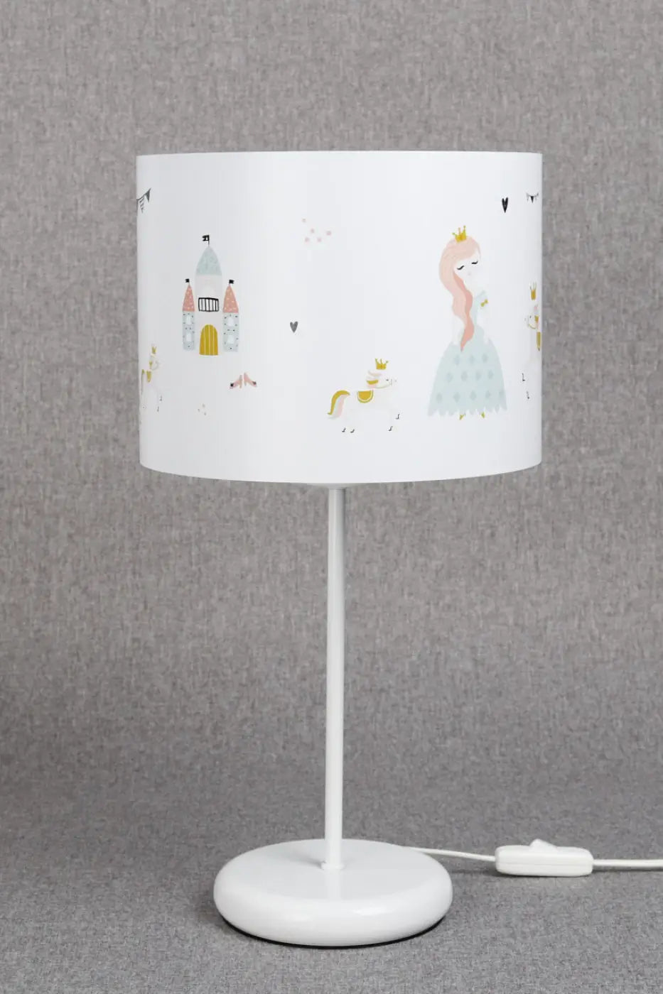 Lampe de chevet enfant princesse blanc et rose, 44 cm