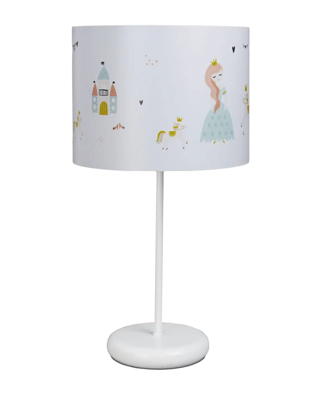 Lampe de chevet enfant princesse blanc et rose, 44 cm