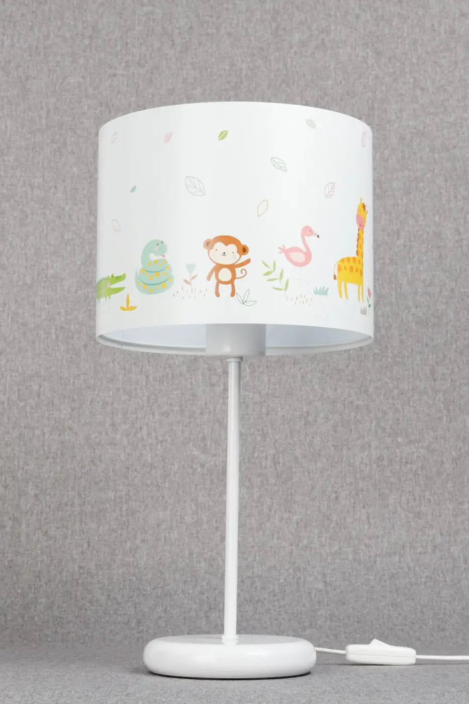 Lampe de chevet enfant 44 cm, animaux de savane et feuillages