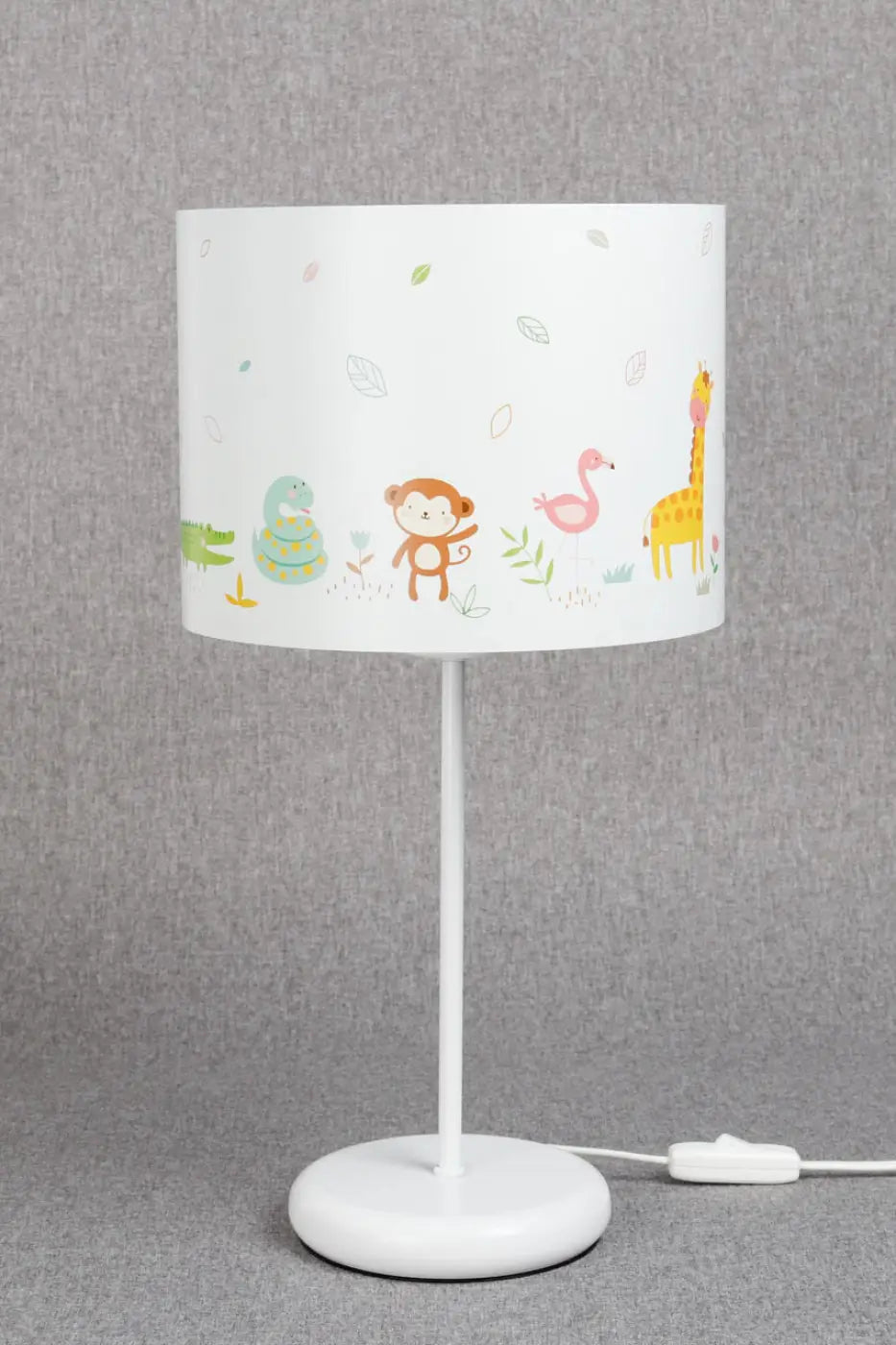 Lampe de chevet enfant 44 cm, animaux de savane et feuillages