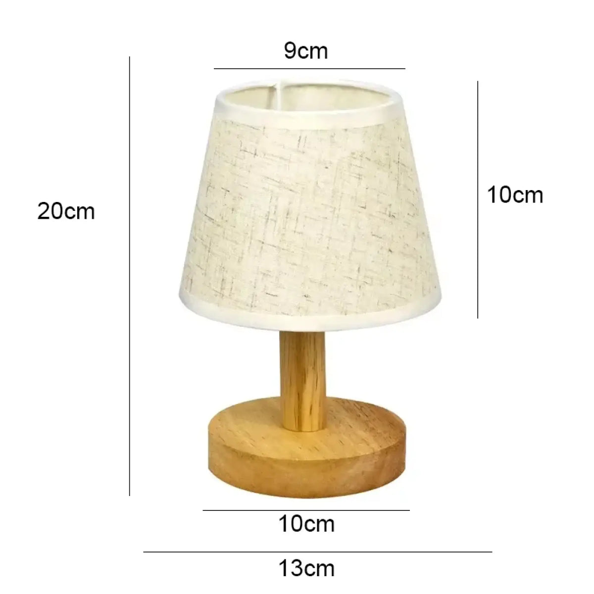 Lampe de table à pied en bois naturel et abat-jour en tissu