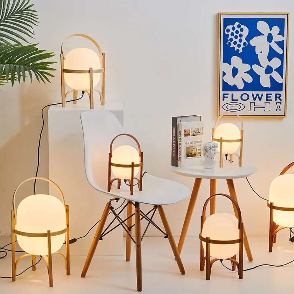 Lampe de table en bois, esprit japonais épuré