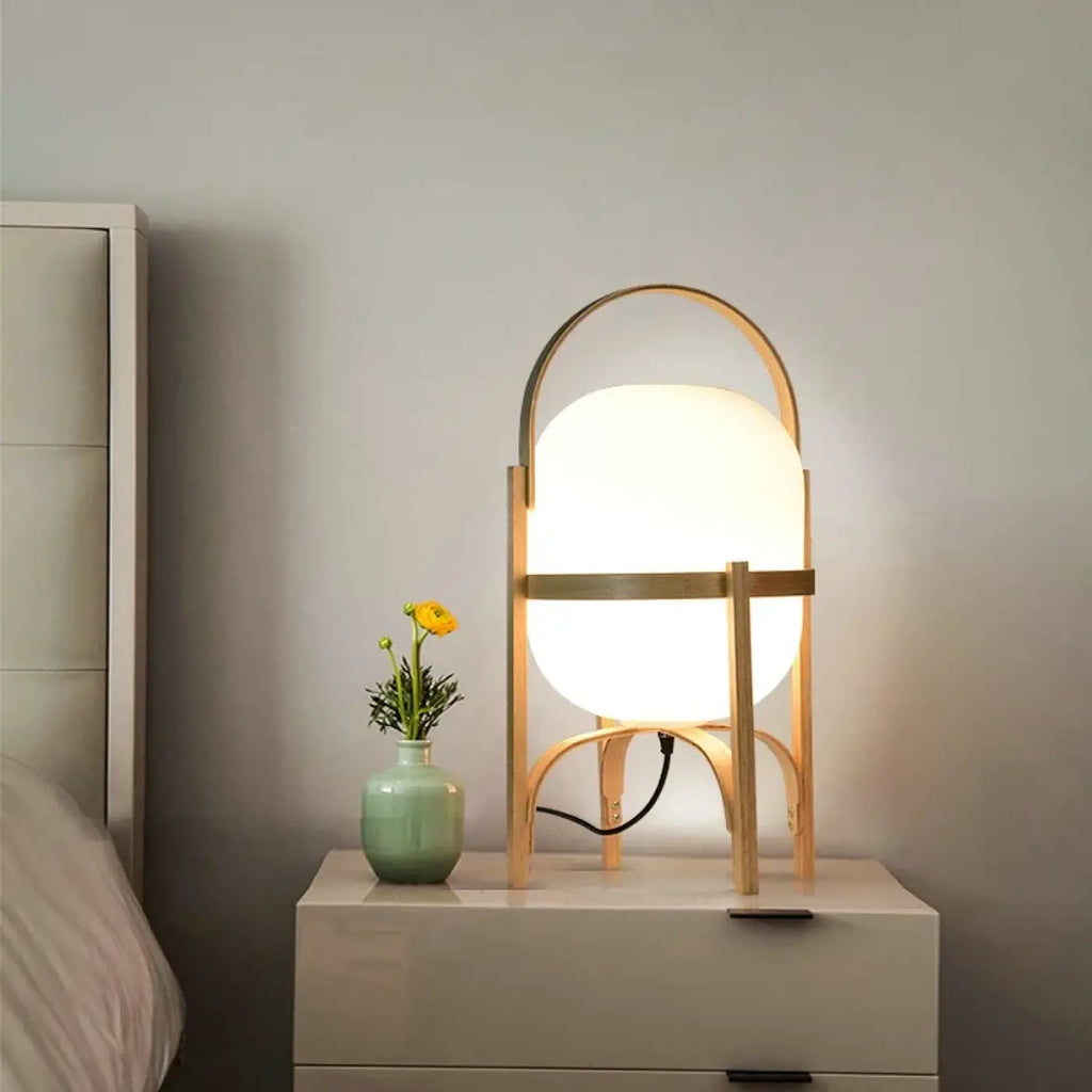 Lampe de table en bois, esprit japonais épuré