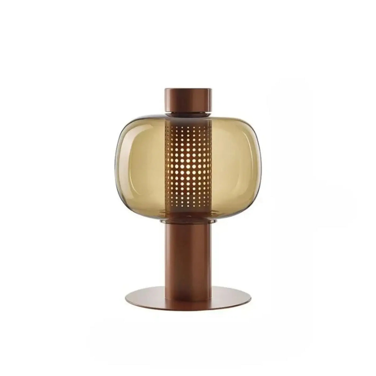 Lampe à poser en verre teinté sur base en métal, six teintes