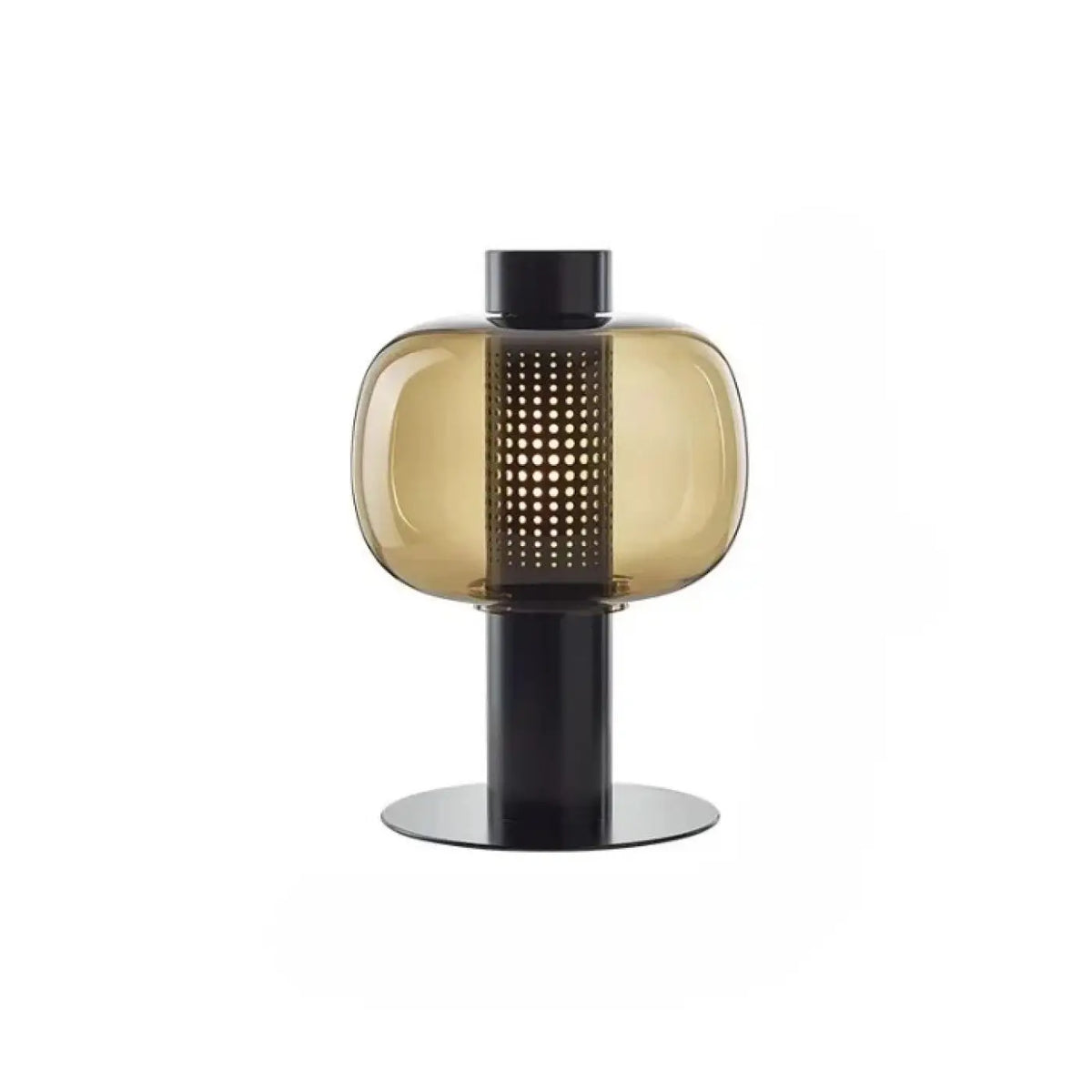 Lampe à poser en verre teinté sur base en métal, six teintes