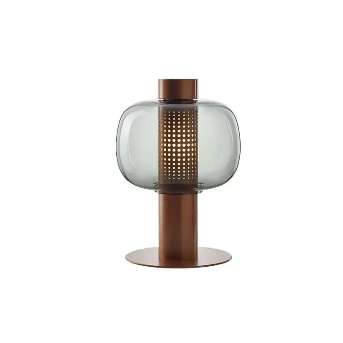 Lampe à poser en verre teinté sur base en métal, six teintes