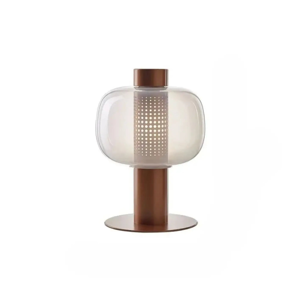 Lampe à poser en verre teinté sur base en métal, six teintes