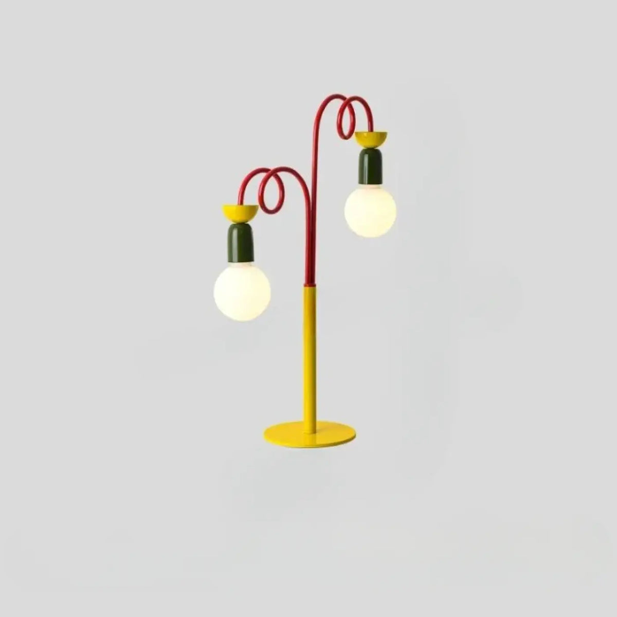 Lampe à poser rétro à base jaune et diffuseur en verre