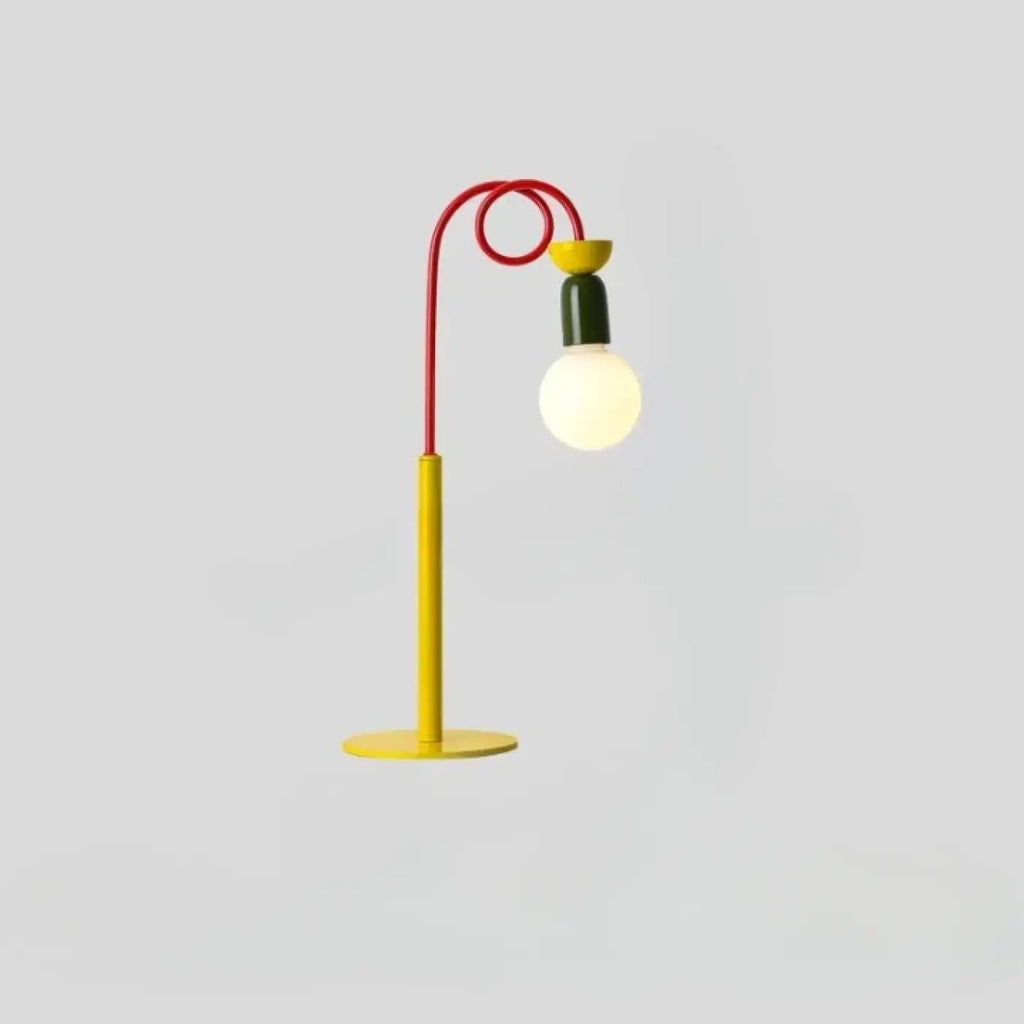 Lampe à poser rétro à base jaune et diffuseur en verre
