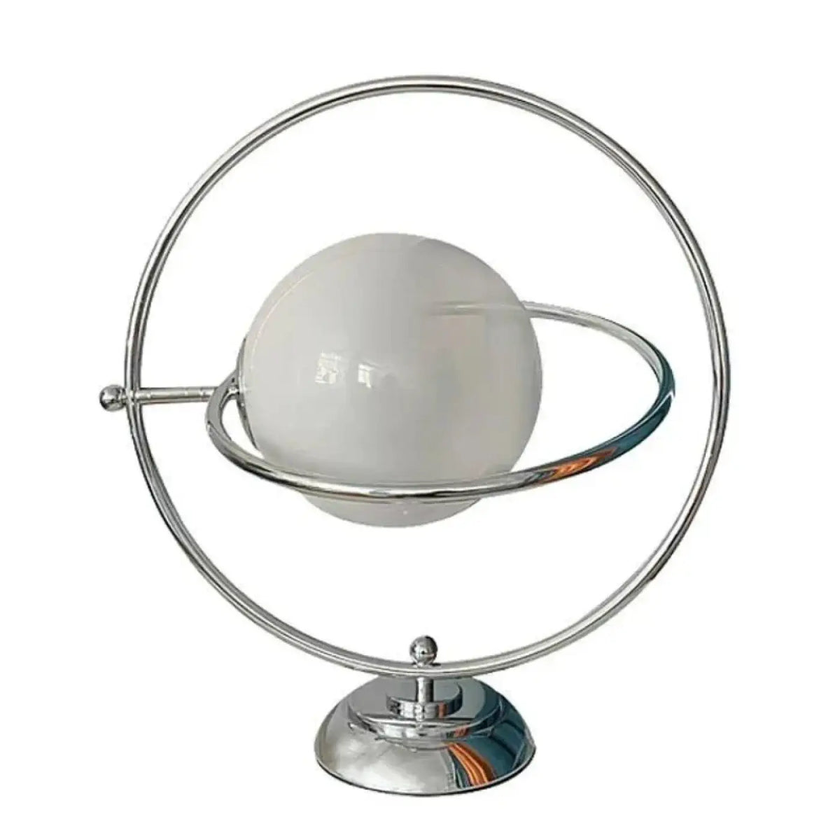 Lampe à poser effet planète sur base métallique