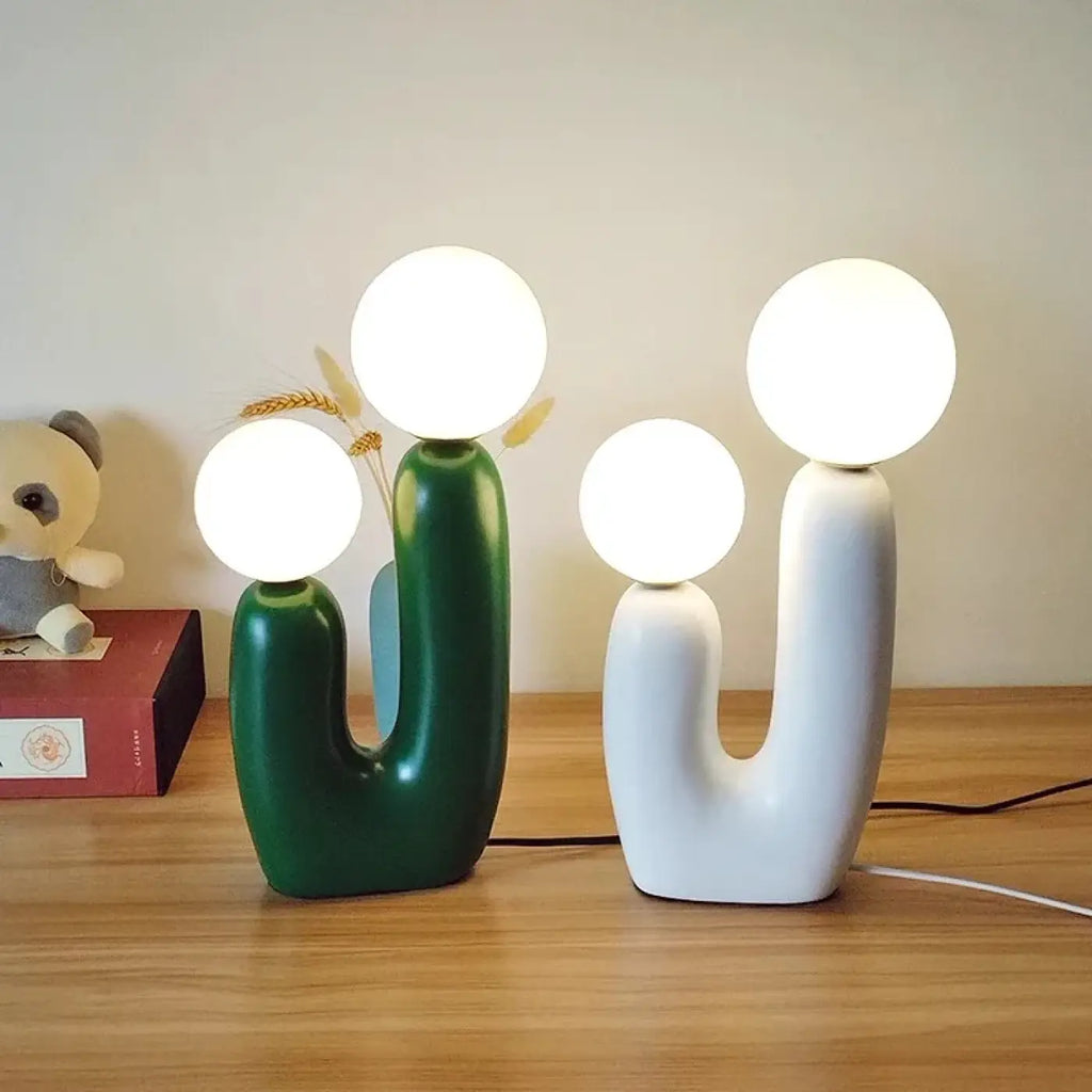Lampe à poser en forme de U à deux globes, trois coloris