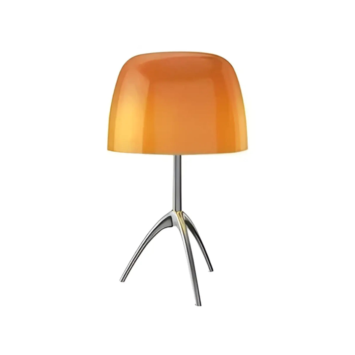 Lampe à poser à pied tripode chromé et abat-jour brillant, orange