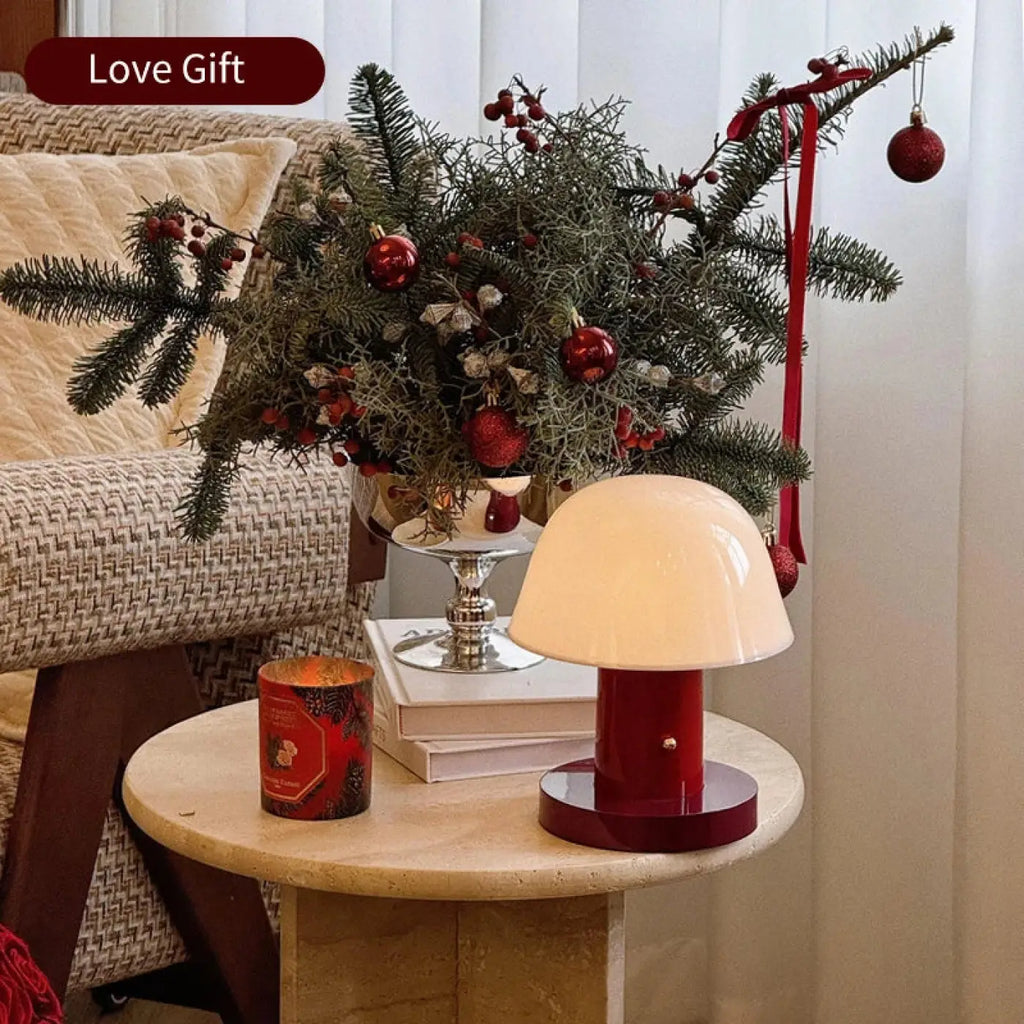 Lampe champignon en verre opalin, quatre coloris