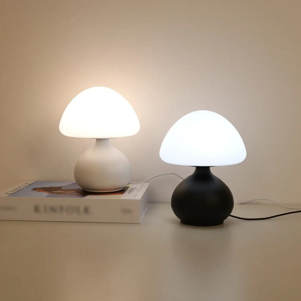 Lampe champignon design, blanche ou noire