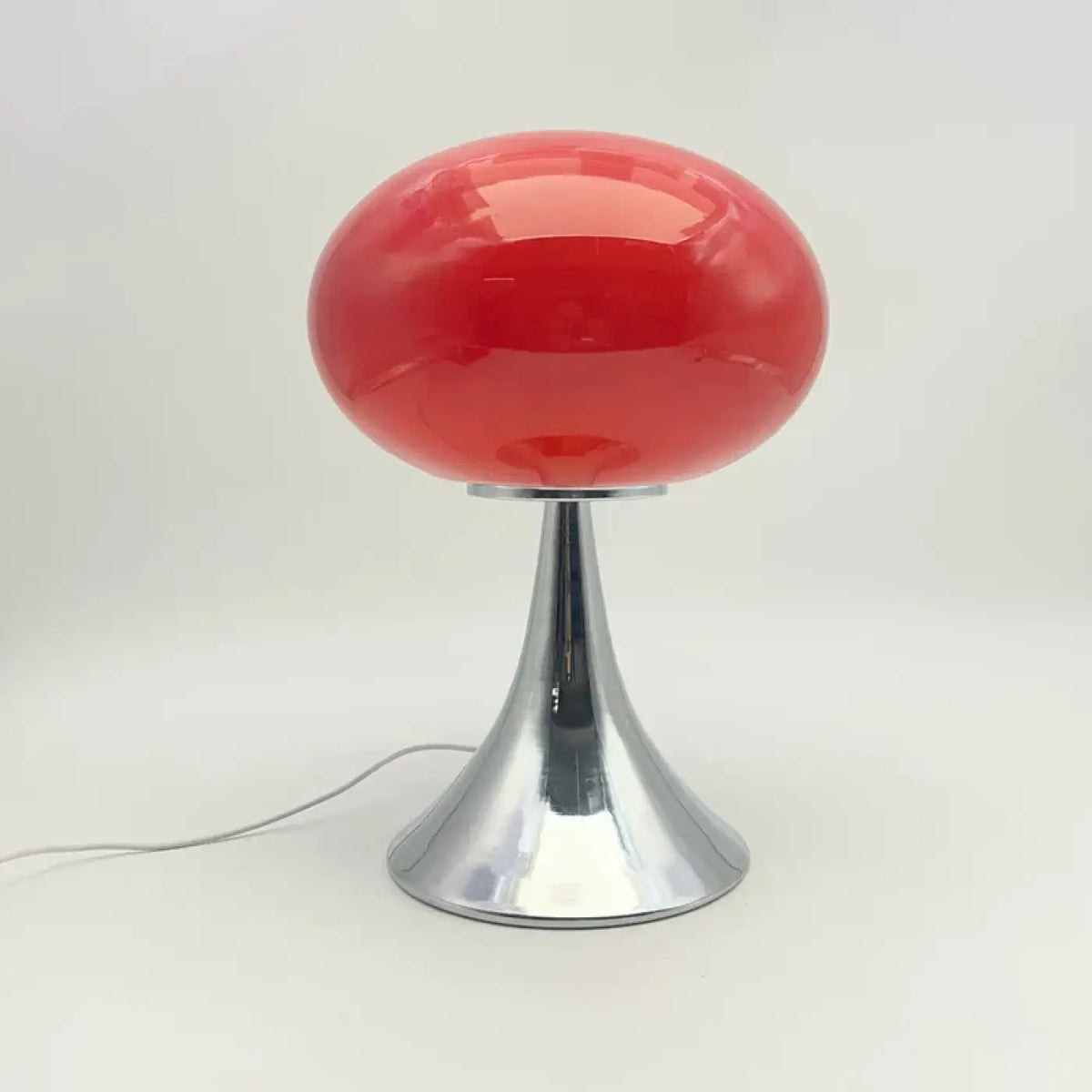 Lampe de table champignon à pied chromé, six coloris, rouge