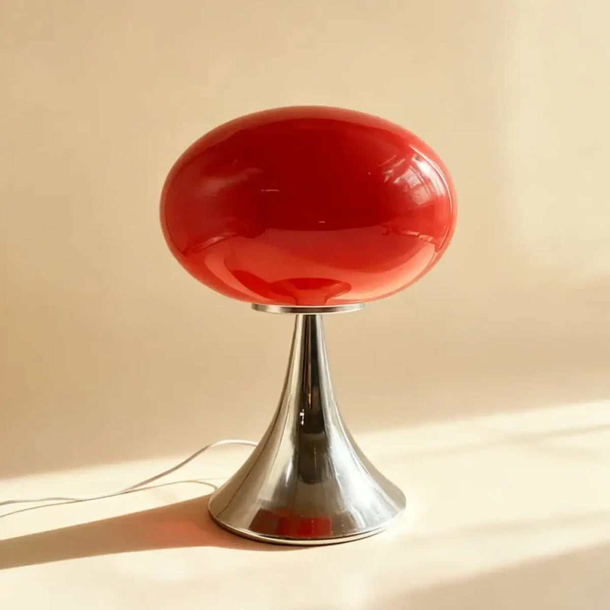 Lampe de table champignon à pied chromé, six coloris
