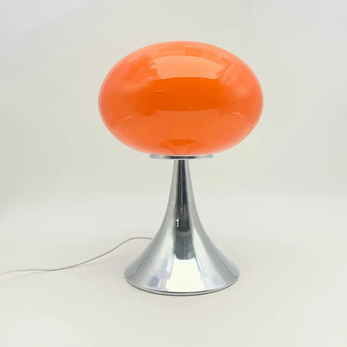Lampe de table champignon à pied chromé, six coloris, orange